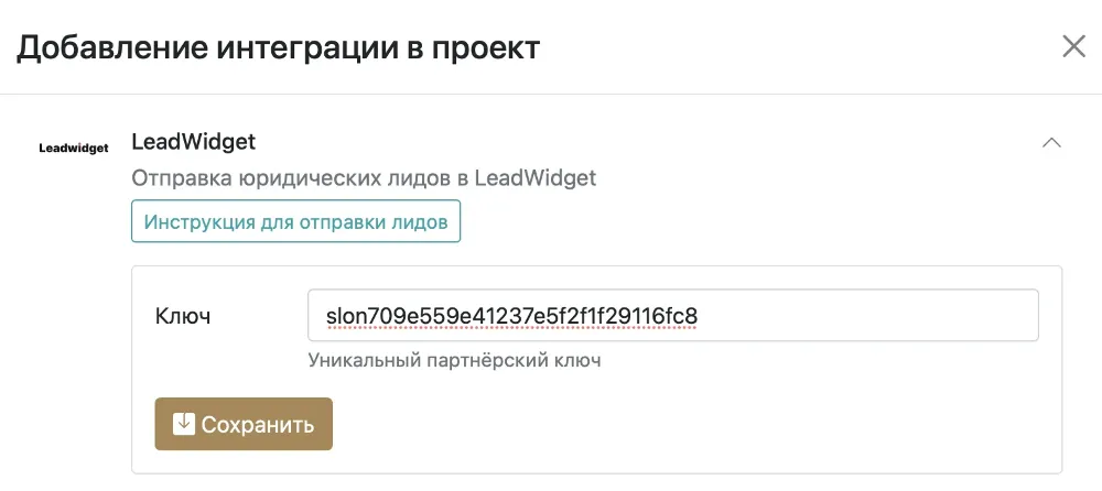 Настройка интеграции с LeadWidget в проекте